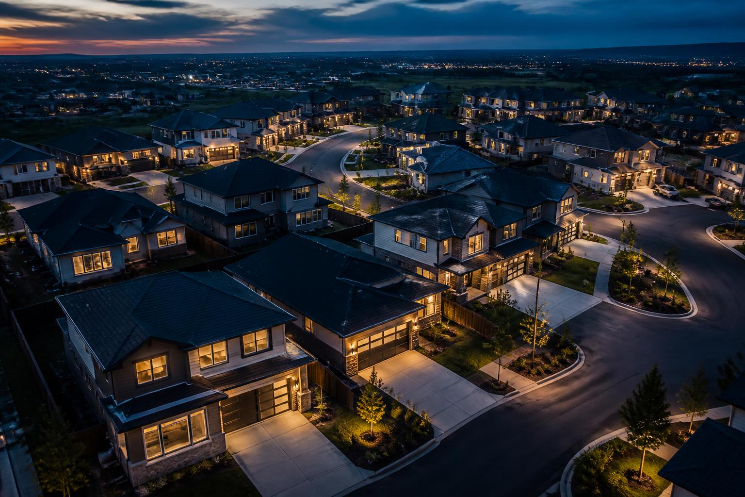 The same subdivision completed at dusk