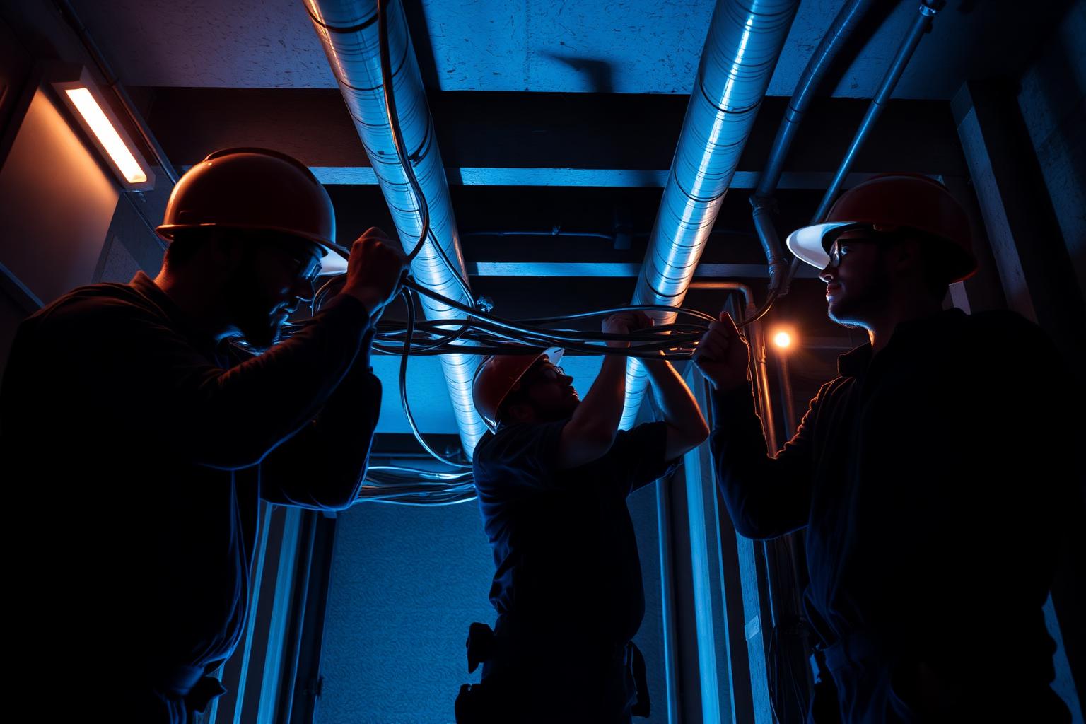 Electrical crew at work